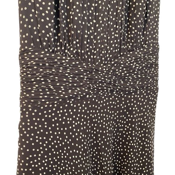 Adriana Papell 100% Silk Brown and White Polka Dot Maxi Dress - Picture 6 of 9